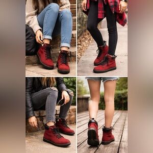 Dr. Martens Maelly Red Canvas Boots Women’s 8 EU 39 UK 6 Lace Up
